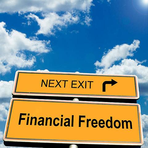 ' Next Exit Financial Freedom ' road sign - Square composition